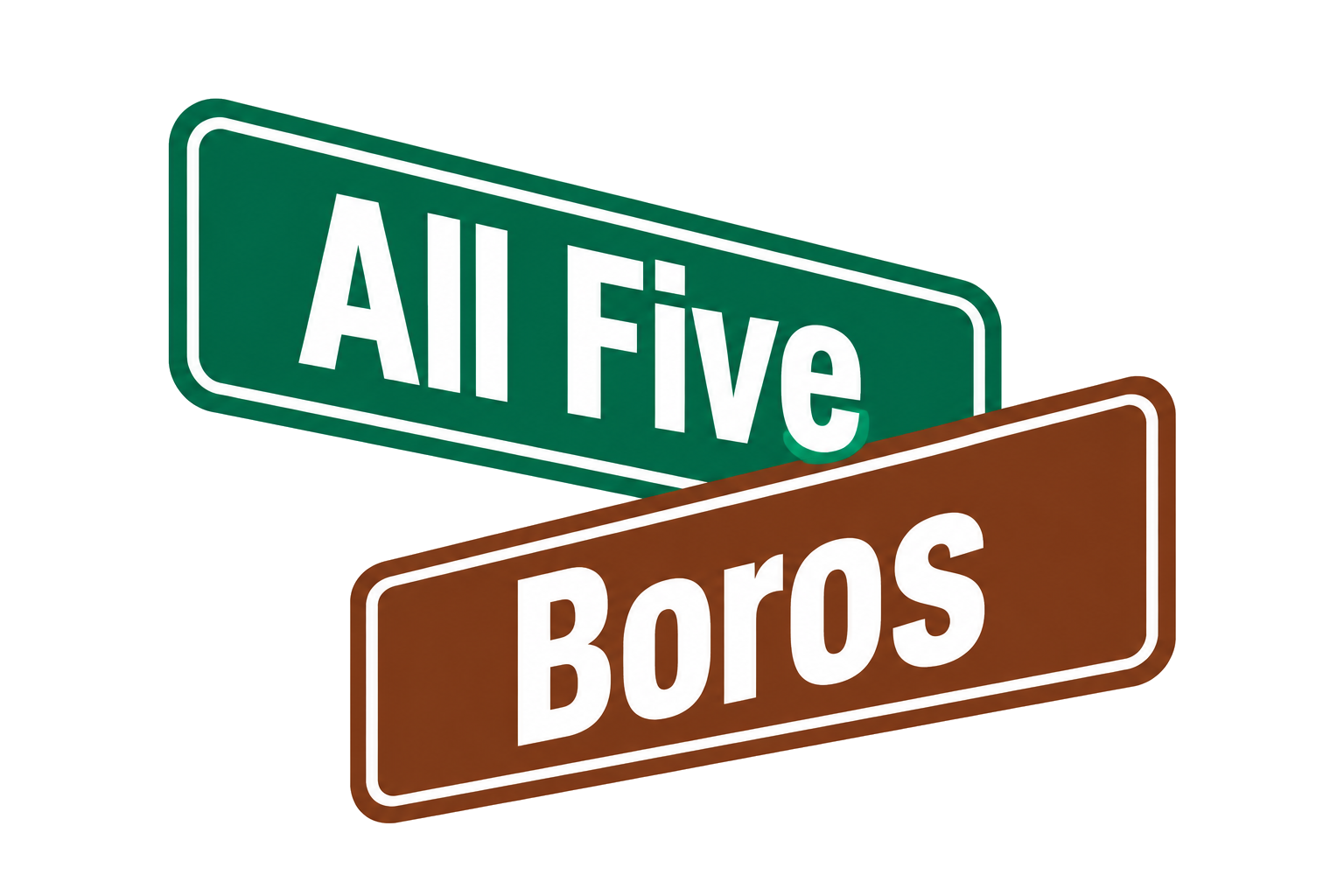 All Five Boros crossed street-sign logo